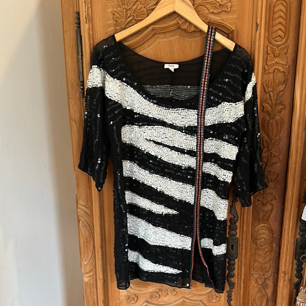 Foley & Corinna Black and White Sequin Tunic